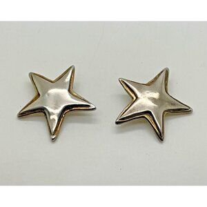 Bat Ami Israel Star Sterling Silver Clip On Earrings Puffy Large Electroforming